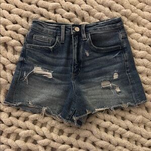 Altar'd State Blue Distressed Jean Shorts High-Waisted